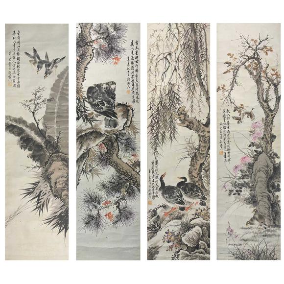 北京崇仁拍賣|北京崇仁國際拍賣2026年春季文物藝術(shù)品拍賣會劉德六《花鳥四條屏》