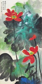 張大千《國畫荷花圖》