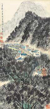 傅抱石《金秋山景圖》
