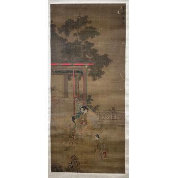 唐寅 庭院侍女