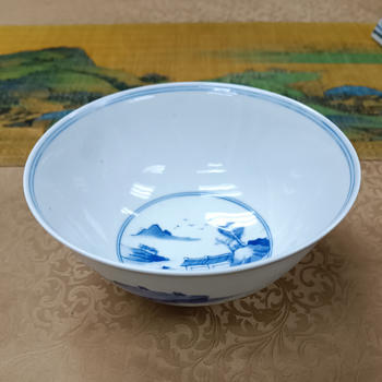 清早山水紋青花碗