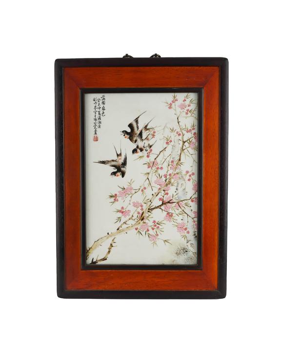 Cascade'sMagpie Dengmei Porcelain Board in the Republic of China | 民國 喜鵲登梅瓷板