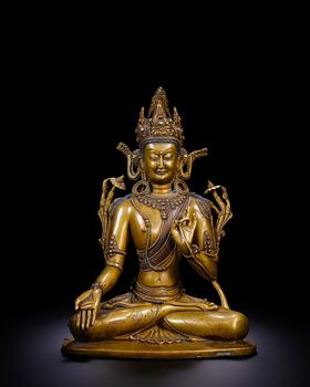 Bronze statue of Maitreya Buddha | 清 銅彌勒菩薩坐像