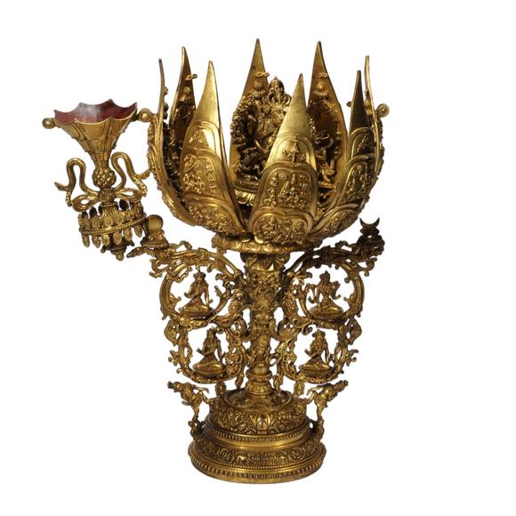 Eden Fine Antiques Galleries LLCA CHINESE GILT BRONZE LOTUS SHRINE