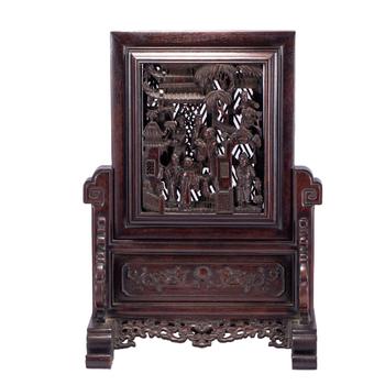 A CHINESE ZITAN WOOD TABLE SCREEN