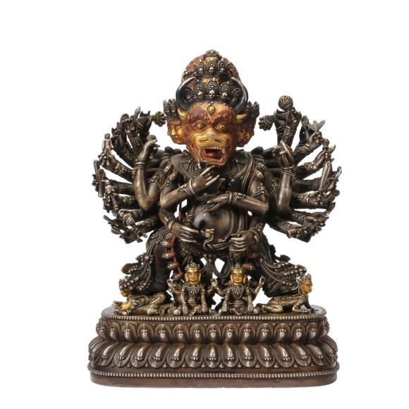 Eden Fine Antiques Galleries LLCA CHINESE PARCEL GILT SILVER WRATHFUL BUDDHA
