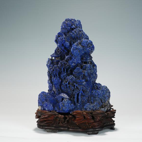 Eden Fine Antiques Galleries LLCA CHINESE LAPIS LAZULI LANDSCAPE MOUNTAIN CARVING