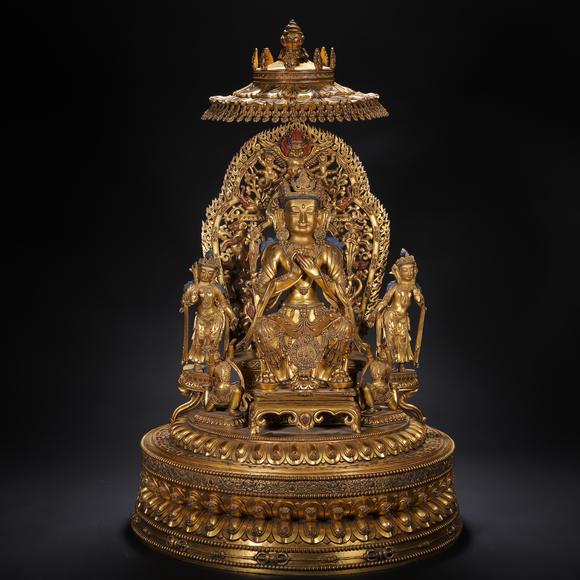 Eden Fine Antiques Galleries LLCA CHINESE GILT BRONZE BUDDHIST SHRINE GROUP
