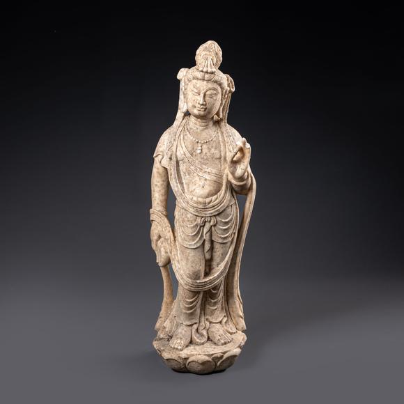 大阪美術(shù)商會(huì)|2026年大美會(huì)第三十六回夏季藝術(shù)品拍賣會(huì)唐 漢白玉雕菩薩像