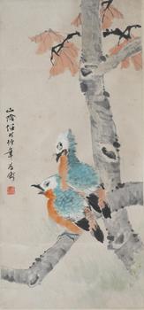 任伯年 桐蔭雙棲