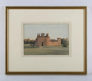 David Addey (British 1933-2019) - Caerlaverock Castle, watercolour, signed lower left, inscribed verso 'No. 211 of ‘A Voyage Round Great Britain’ by