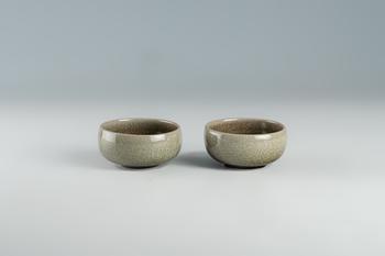 何志隆 翡翠青瓷 茶碗一對(duì)