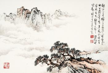 傅狷夫〈野雲(yún)幽亭〉鏡框