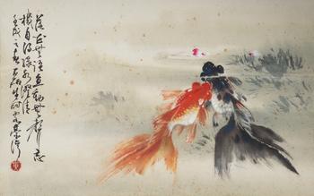 黃磊生〈金魚圖〉鏡框