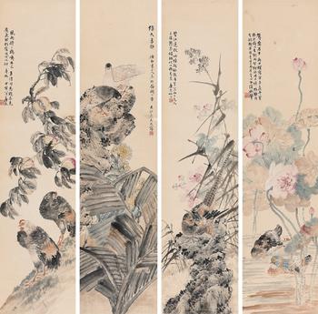 花鳥四屏