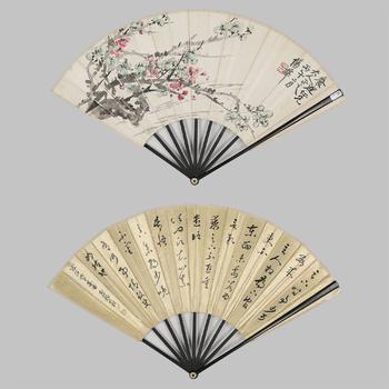 梅花·書(shū)法成扇
