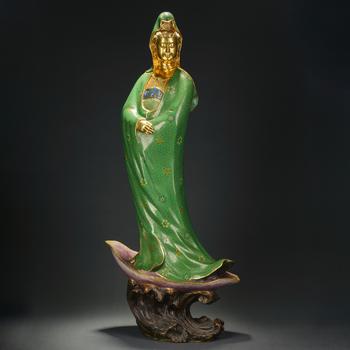 清景泰蓝观音立像