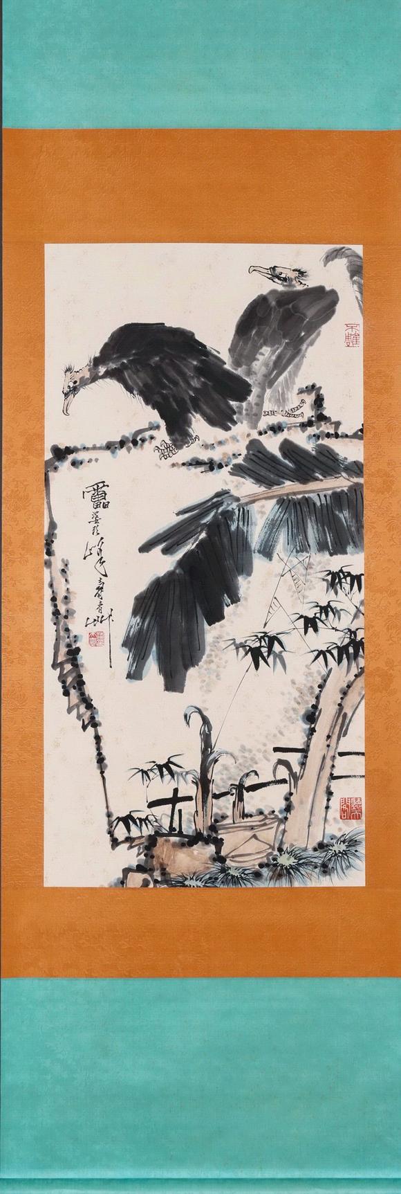 潘天寿 芭蕉双鹰图