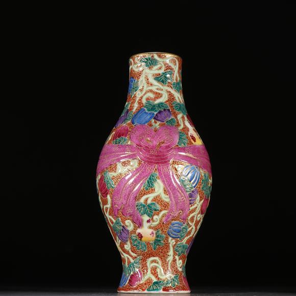 C7787 唐物 辰砂釉 双耳扁壷 花瓶／状態いい美品Ig！z C7787