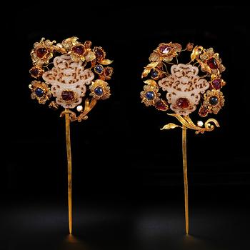 金累絲嵌玉鑲寶發(fā)簪