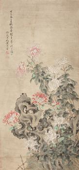 黃山壽(1855-1919) 菊石雙清