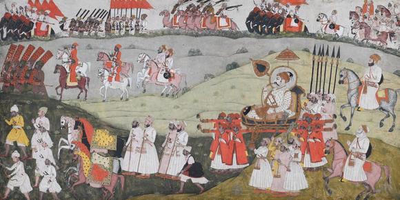 DreweattsY MURSHIDABAD ARTIST, CIRCA 1775, MUHAMMAD SHAH IN A PROCESSION WITH ALIVARDI KHAN OF BENGAL