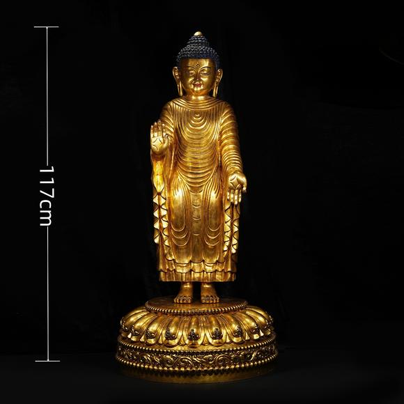 JUBAO HALL AUCTION HOUSE INCMing Dynasty Gilt-Bronze Standing Buddha Shakyamuni