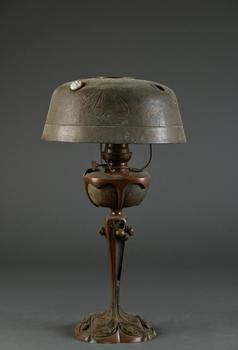 Georges Leleu 1905: Art Nouveau table lamp in bron…