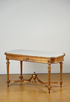 Gilded wooden console with marble top, Louis XVI s…