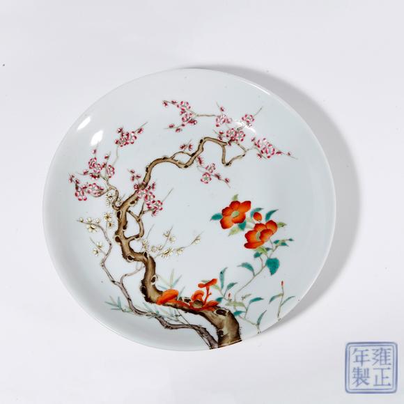 千葉大和粉彩梅花紋盤