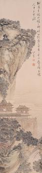 溥儒紙本山水樓閣圖畫