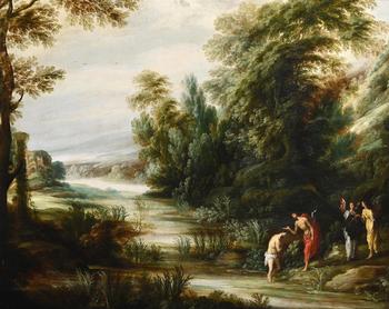 ATTRIBUTED TO JACQUES FOUQUIER (FLEMISH 1590/91-1655), RIVER LANDSCAPE WITH THE BAPTISM OF CHRISTO