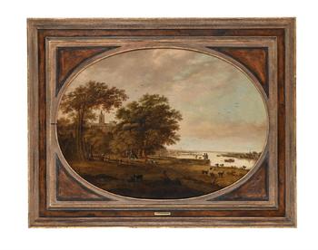 ATTRIBUTED TO JAN HARMENSZ VIJNCK (DUTCH CIRCA 1617-1650), RIVER LANDSCAPE WITH A CHURCH BEYOND