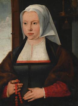 AFTER JOOS VAN CLEVE, HALF LENGTH PORTRAIT OF LADY IN GREEN DRESS