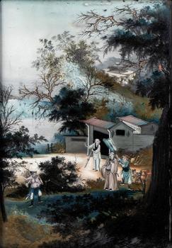 Painting on reversed glass. China