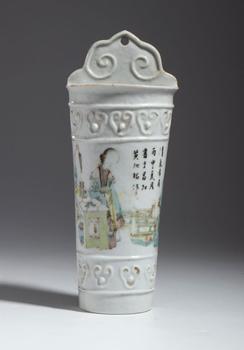 Porcelain baguette holder with figure. China, Late Qing Dynasty (1644–1911).