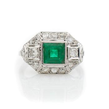 Smaragd-Diamant-Ring