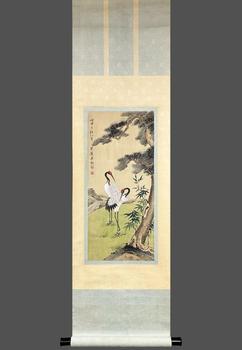 吳觀岱 松鶴圖 紙本立軸
