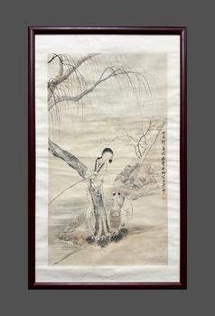 費(fèi)丹旭 教子圖 紙本框