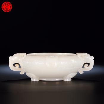 清中期 雙龍耳鋪首筆洗