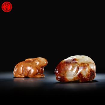 明 圓雕玉兔一組
