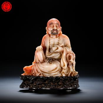 清 持卷羅漢擺件（帶紫檀座）
