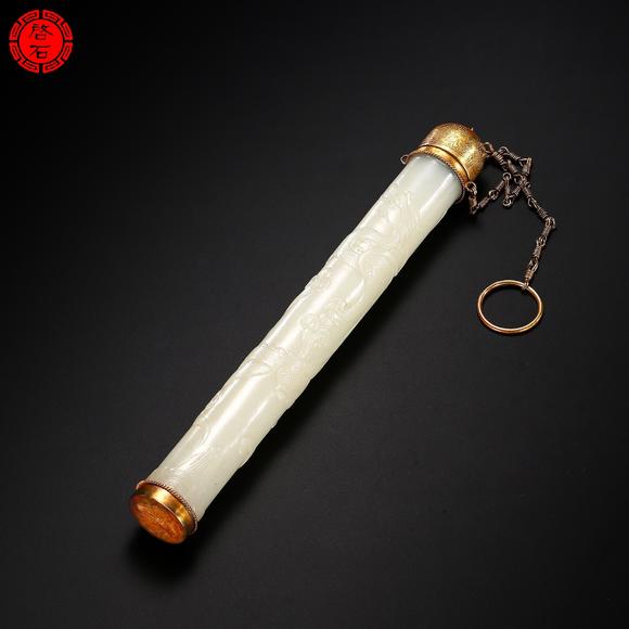 北京啟石明 龍紋香筒