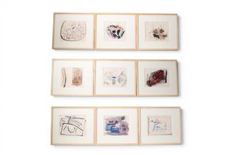 Lucy Leblanc (née en 1930, Belgique)
Important ensemble de dessins, aquarelles et gravures abstraites, circa 1963–1965
Ensemble exceptionnel et coh