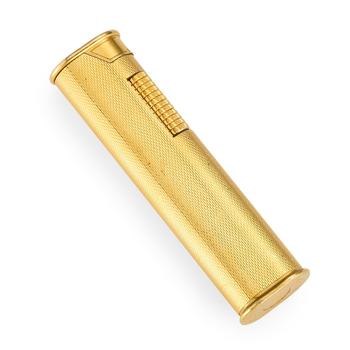Dunhill. A gold plated lighter, with engine turned pattern finish, signed, length 7.3cm