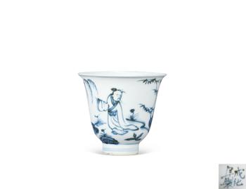 明成化 青花高士人物紋鈴鐺杯