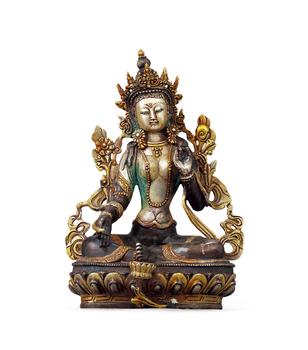 清中晚期 銅鎏金綠度母坐像