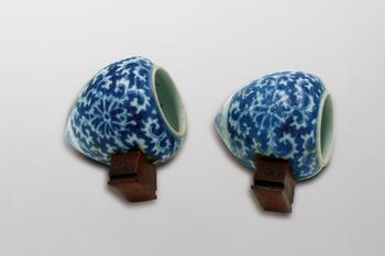 清  青花雀杯一對(duì)