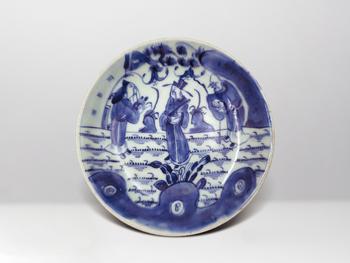 清  青花人物碟