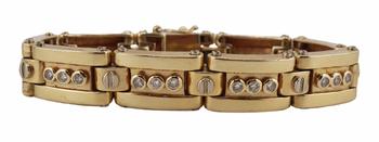 JEWELRY. Men's 14kt Gold and Diamond Bracelet.